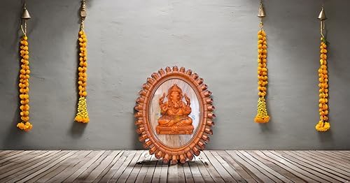 Gugan's Ganesha 3D Wall Frame with Ganesh Idol | Wooden Decorative Ganpati Photo Frame for Wall Hanging | Spiritual Home Décor and Pooja Gift for Ganpati Festival and Daily Worship
