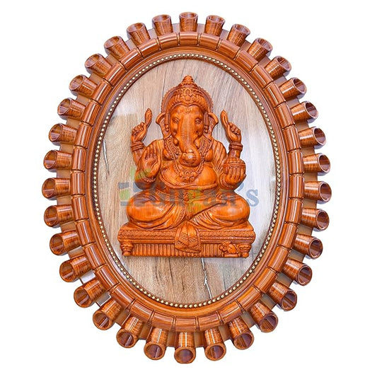 Gugan's Ganesha 3D Wall Frame with Ganesh Idol | Wooden Decorative Ganpati Photo Frame for Wall Hanging | Spiritual Home Décor and Pooja Gift for Ganpati Festival and Daily Worship