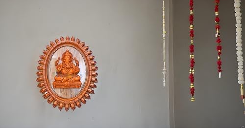 Gugan's Ganesha 3D Wall Frame with Ganesh Idol | Wooden Decorative Ganpati Photo Frame for Wall Hanging | Spiritual Home Décor and Pooja Gift for Ganpati Festival and Daily Worship