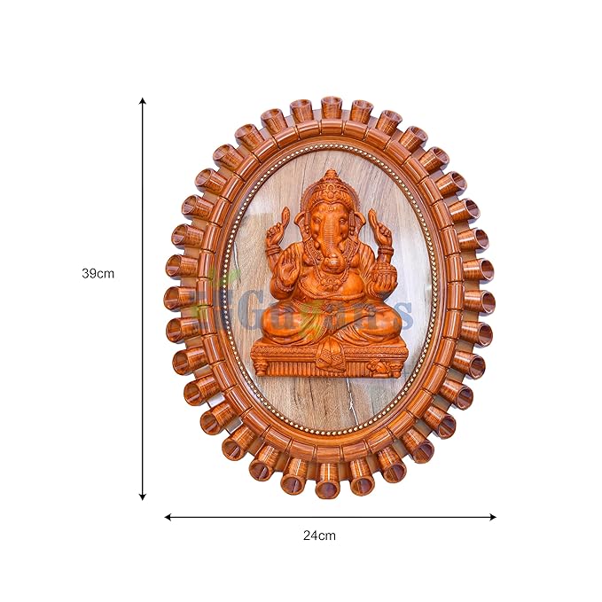 Gugan's Ganesha 3D Wall Frame with Ganesh Idol | Wooden Decorative Ganpati Photo Frame for Wall Hanging | Spiritual Home Décor and Pooja Gift for Ganpati Festival and Daily Worship
